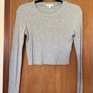 Beyond Yoga Gray Long Sleeve Crop Top